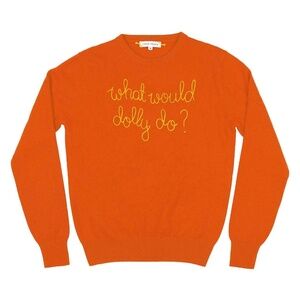 Lingua Franca  what would dolly do? Cashmere Crewneck Orange XS
